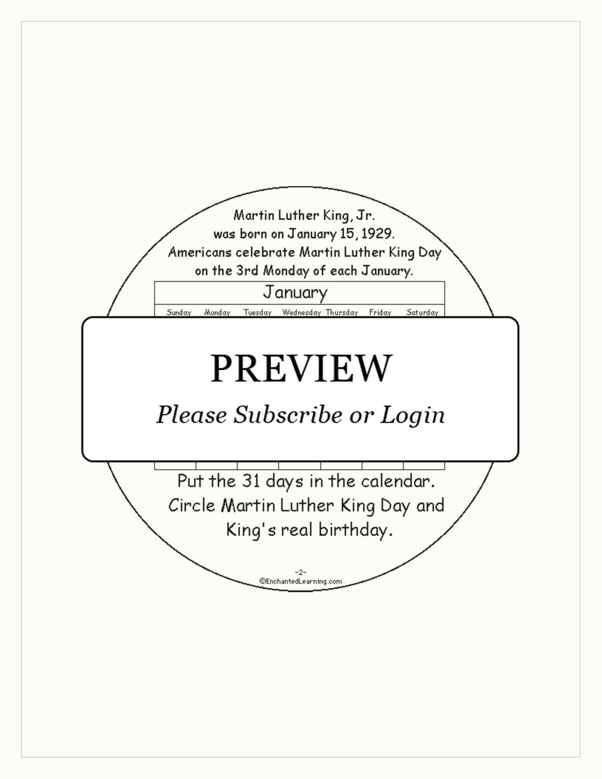 Martin Luther King, Jr., Beginning Reader Book interactive printout page 3