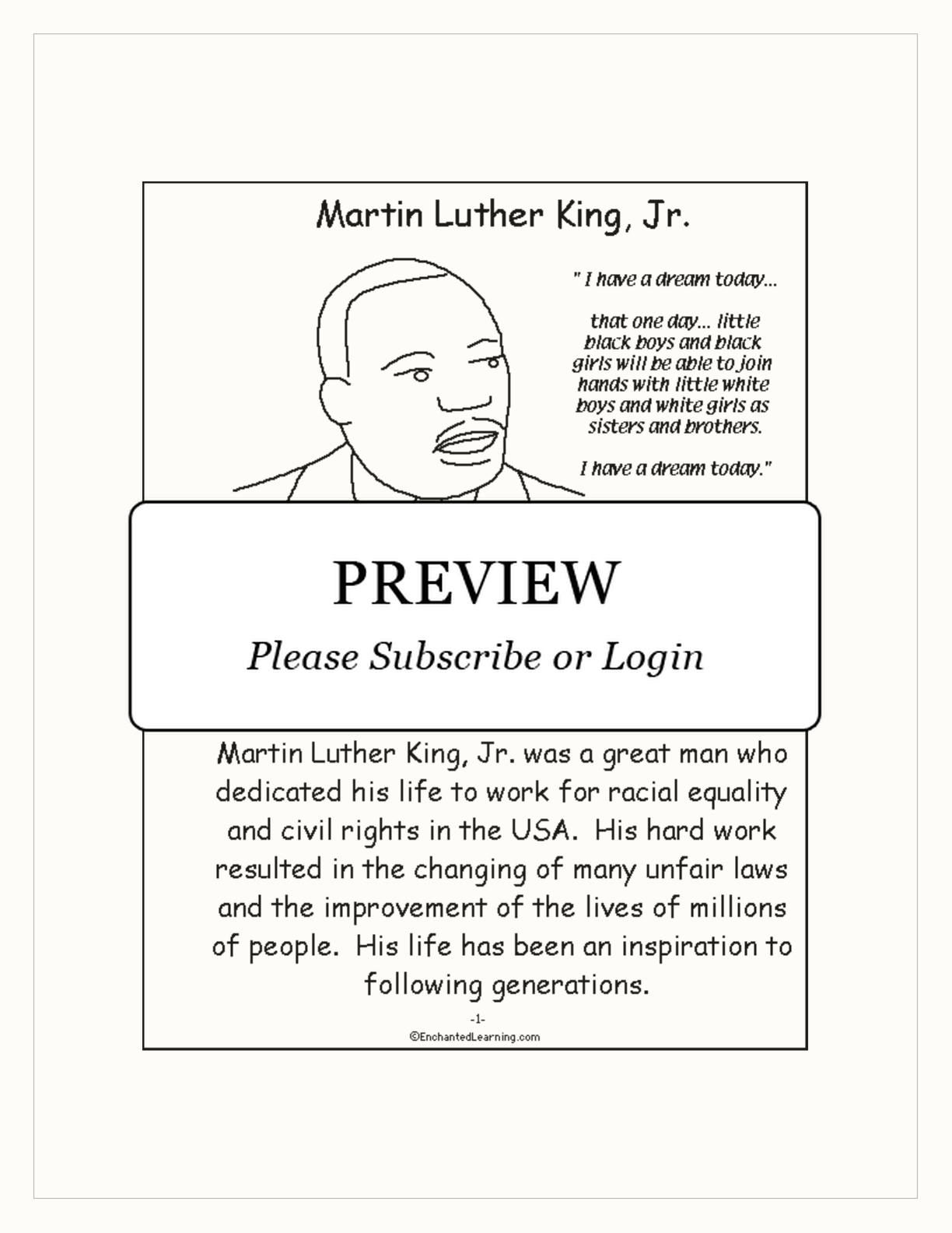 I Have a Dream — Martin Luther King, Jr. Printable Book interactive printout page 2