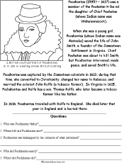 Search result: 'Pocahontas Biography/Questions Worksheet'