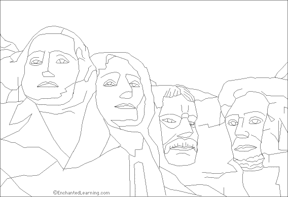 Mt Rushmore National Memorial Coloring Printout EnchantedLearning