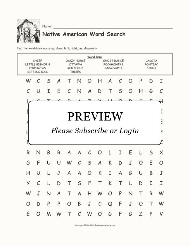 Native American Word Search Enchanted Learning