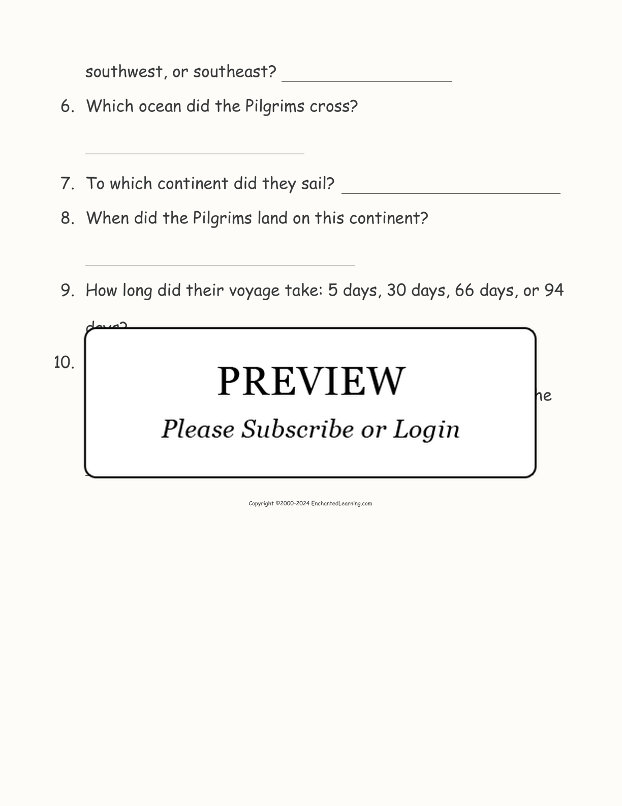 The Crossing of the Mayflower interactive worksheet page 2