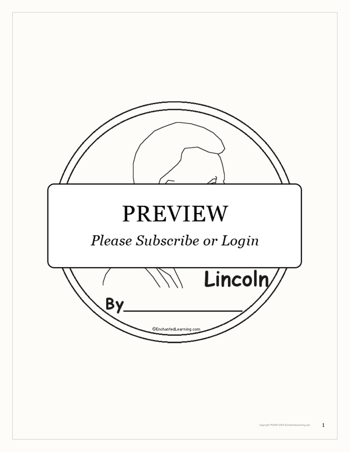 Abraham Lincoln Book interactive printout page 1