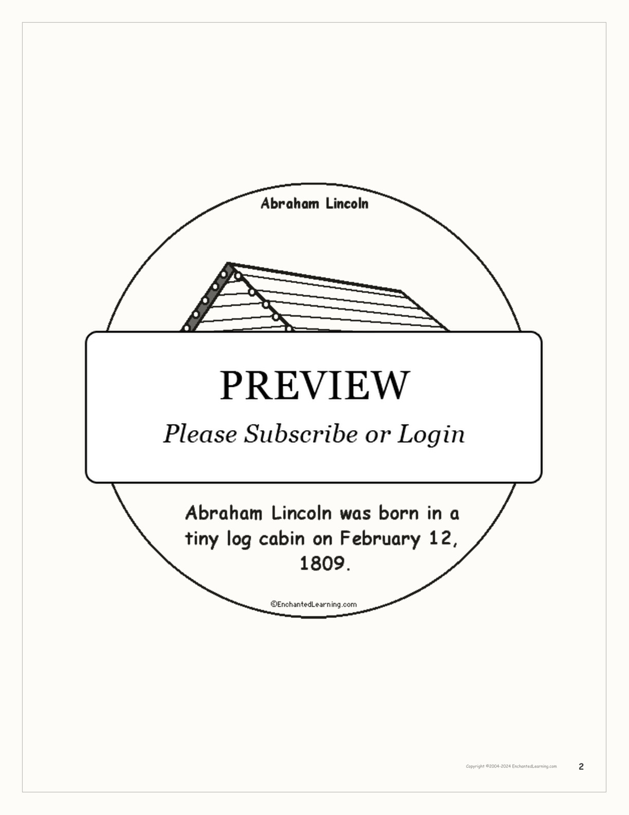 Abraham Lincoln Book interactive printout page 2