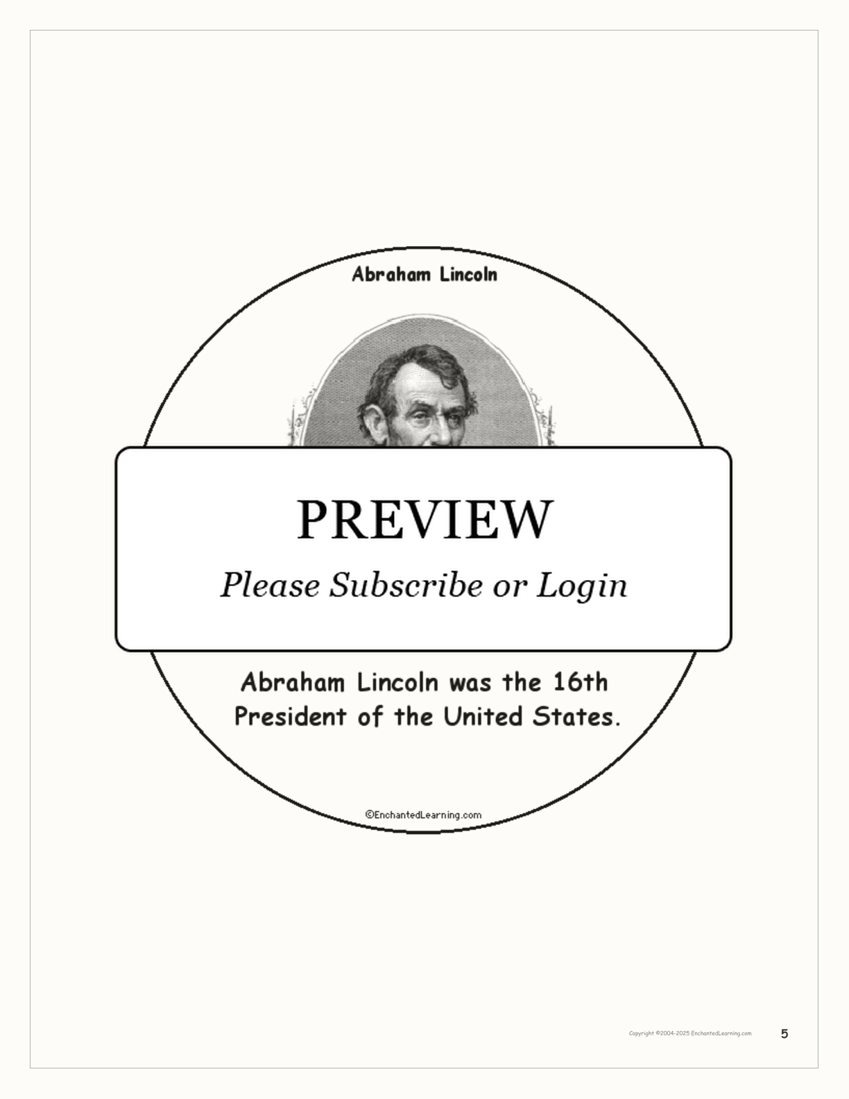 Abraham Lincoln Book interactive printout page 5