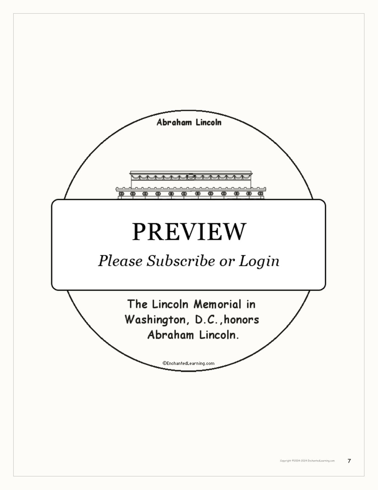 Abraham Lincoln Book interactive printout page 7