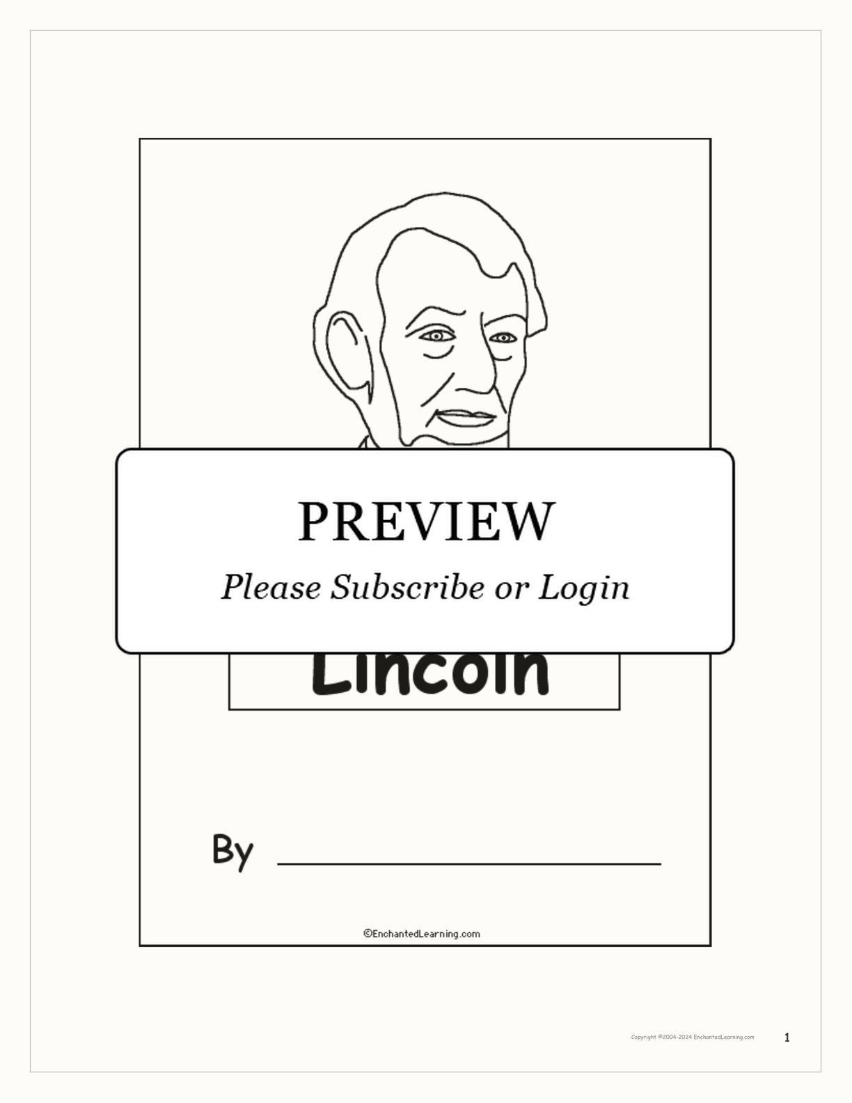 Abraham Lincoln Book interactive printout page 1