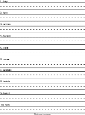 Write a Sentence for Each 'The Mitten' Word
