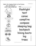 Match the Camping Words to the Pictures
