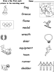 Match Olympics Words and Pictures