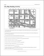 City Map Reading Activity Printout #1