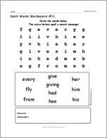 Dolch Words Wordsearch #11