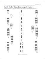 Match the Ice Cream Cone Scoops to Numbers
