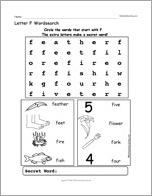 Letter F Wordsearch