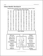 Nelson Mandela Wordsearch