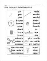 Circle the Correctly-Spelled Sewing Words