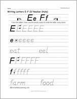 Writing Letters E-F (D'Nealian Style)