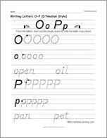 Writing Letters O-P (D'Nealian Style)