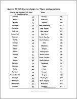 Match 50 US Postal Codes to Their Abbreviations