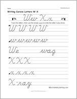 Writing Cursive Letters W-X