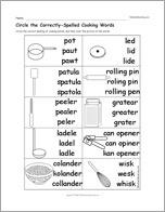 Circle the Correctly-Spelled Cooking Words