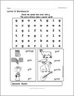 Letter G Wordsearch