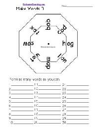 Make Words Wheel —o— : Printable Worksheet