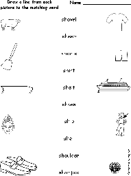 Words Starting With SH - Match the Words to the Pictures