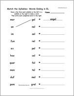 Match the Syllables: Words Ending in EL