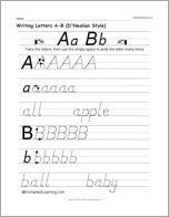 Writing Letters A-B (D'Nealian Style)