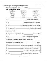 Newspaper Spelling Word Questions
