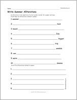 Write Summer Alliterations