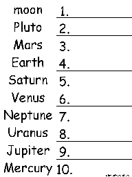 10 Planet Words Alphabetical Order Worksheet Printout