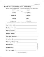 Match and Unscramble Summer Alliterations