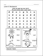 Letter D Wordsearch