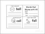 Words that Rhyme with All — Printable Book