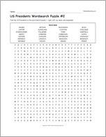 US Presidents Wordsearch Puzzle #2