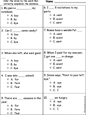 Homonyms Quiz #2: Multiple Choice Comprehension
