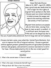 Cesar Chavez Biography Worksheet