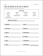 Label the Months of the Year in Spanish