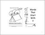 Words That Start With V: A Printable Book