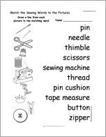 Match the Sewing Words to the Pictures