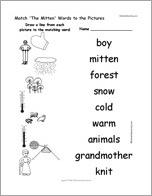 Match 'The Mitten' Words to the Pictures