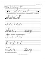 Writing Cursive Letters S-T