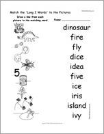 Match the 'Long I Words' to the Pictures