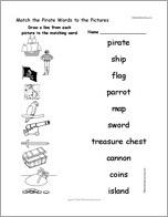 Match the Pirate Words to the Pictures