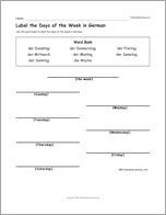 Label the Days of the Week in German