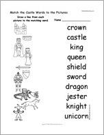 Match the Castle Words to the Pictures