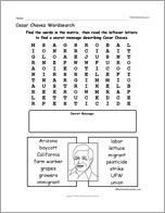 Cesar Chavez Wordsearch