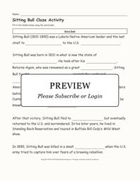 Sitting Bull Fill-in-the-Blanks Cloze Activity